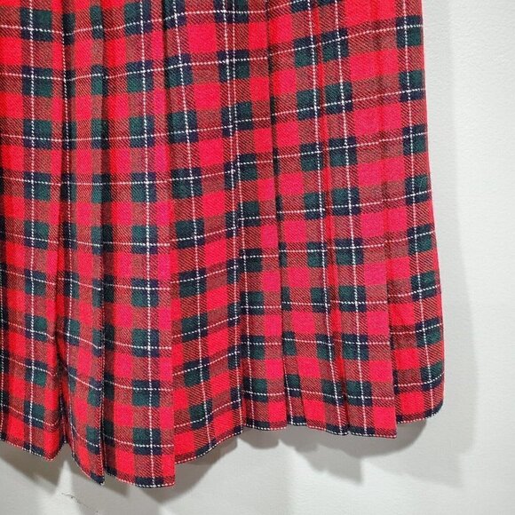 Vintage Pendleton 100% Wool Skirt Womens Sz 10 Tartan Plaid Pleated Red Green - Picture 4 of 11